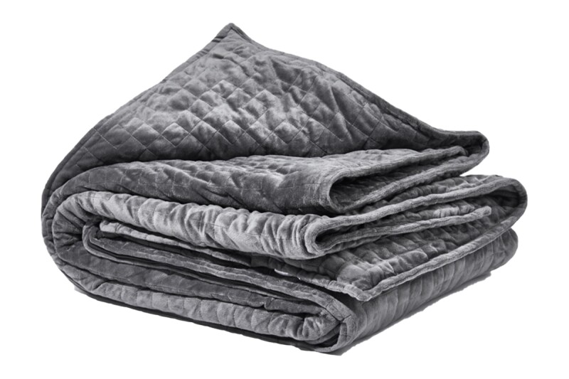 Folded grey weighted blanket