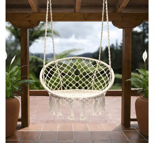 hanging hammock chair on a deck