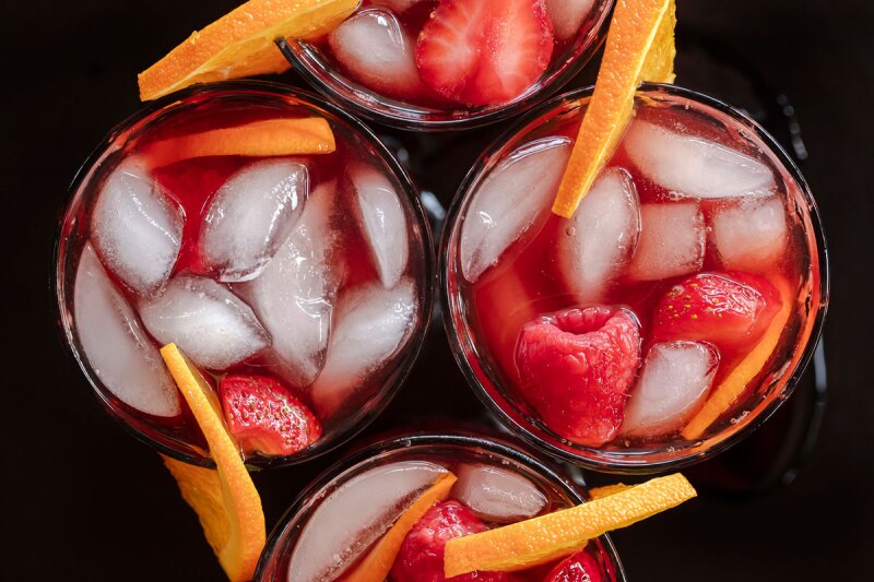 A group of four Berry Pomegranate Sangrias