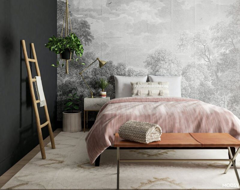 A bedroom that was redesigned by Modsy. A great holiday gift idea for the holidays.