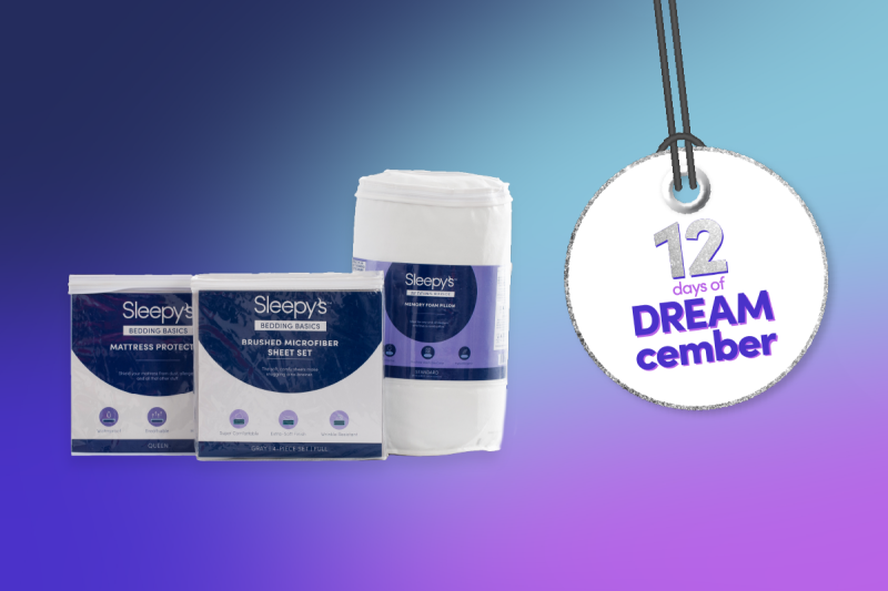Graphic showing Sleepy's bundle, a great gift for stress relief, sleep, and relaxation.