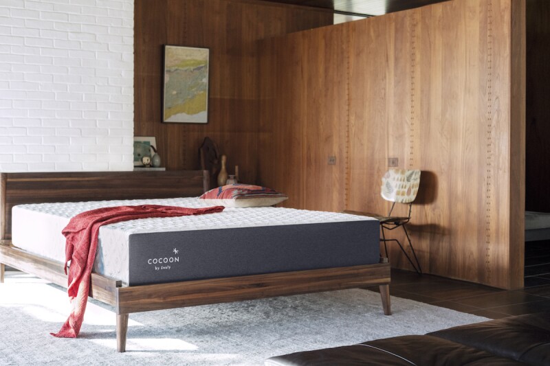 Cocoon by Sealy Chill memory foam mattress on a wooden bed frame