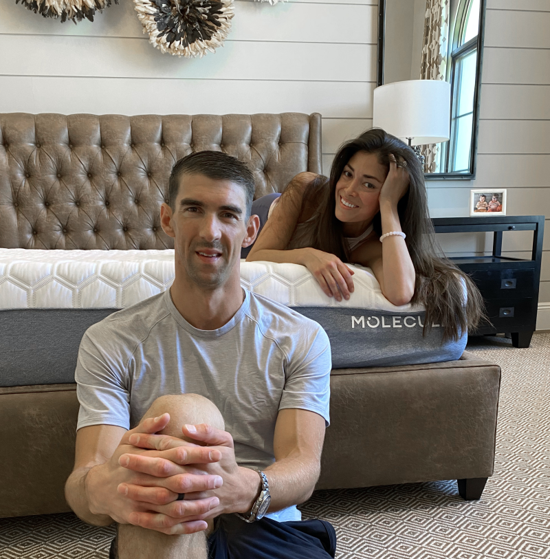 Michael and Nicole Phelps with their MOLECULE mattress