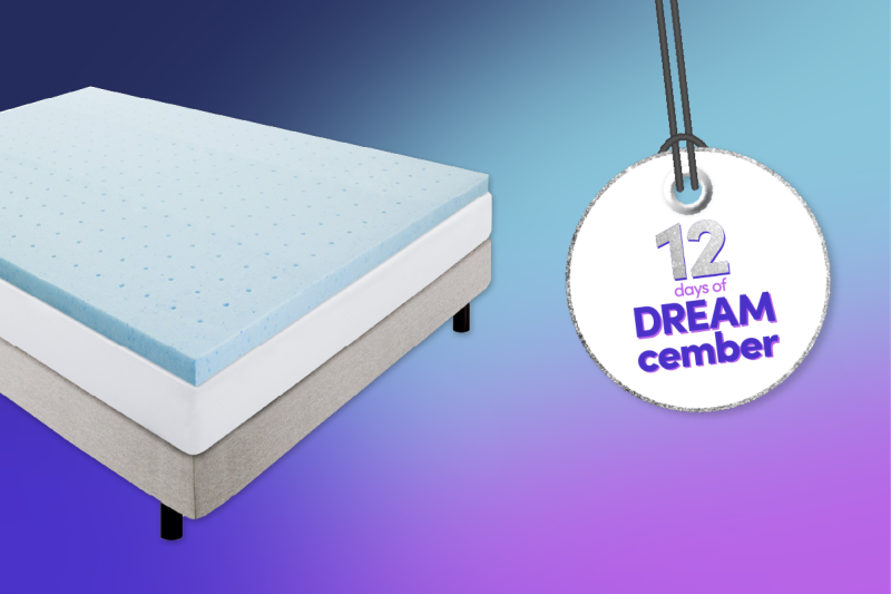 DREAMcember graphic showing Lucid Gel Mattress Topper, a gift for sleep and stress relief.