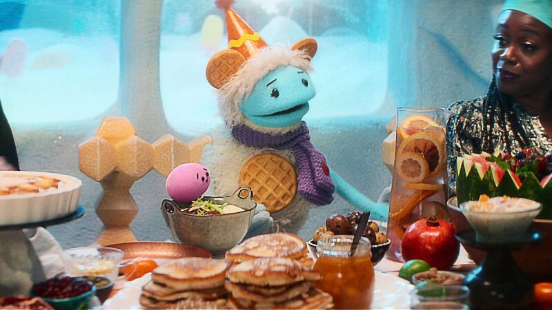 A still shot from the Waffles + Mochi Christmas special.