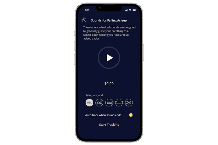 Screenshot of Sleepscore's sleepsounds feature